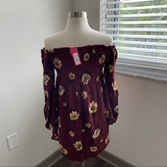 NWT Xhilaration Floral Print Long Sleeve Dress - Picture 6 of 7